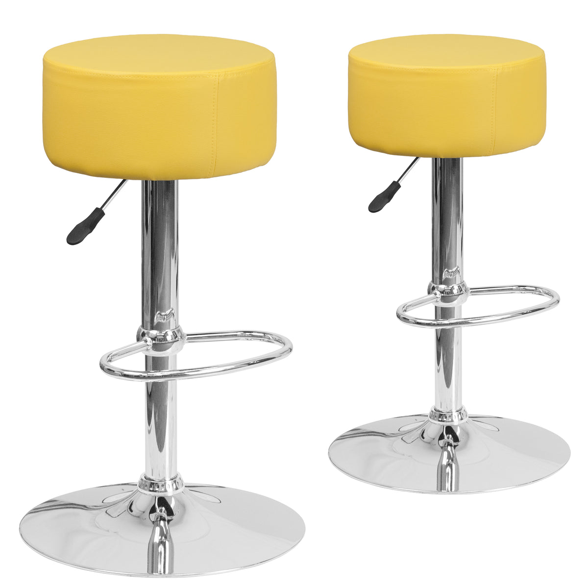 2 Pk. Contemporary Vinyl Adjustable Height Barstool with Chrome Base - YuppyCollections