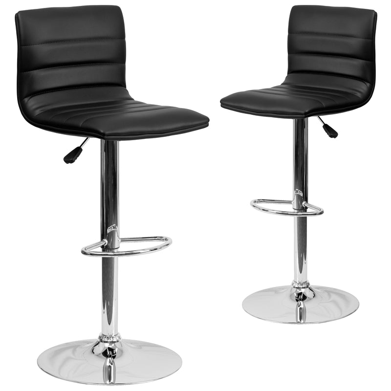 2 Pk. Contemporary Vinyl Adjustable Height Barstool with Chrome Base - YuppyCollections