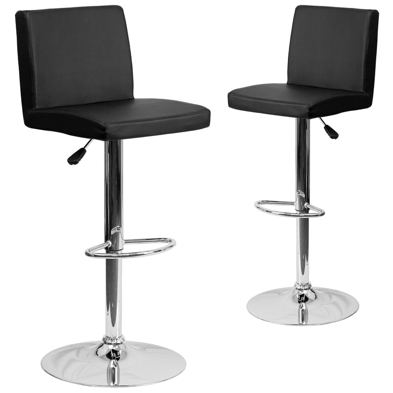 2 Pk. Contemporary Vinyl Adjustable Height Barstool with Chrome Base - YuppyCollections