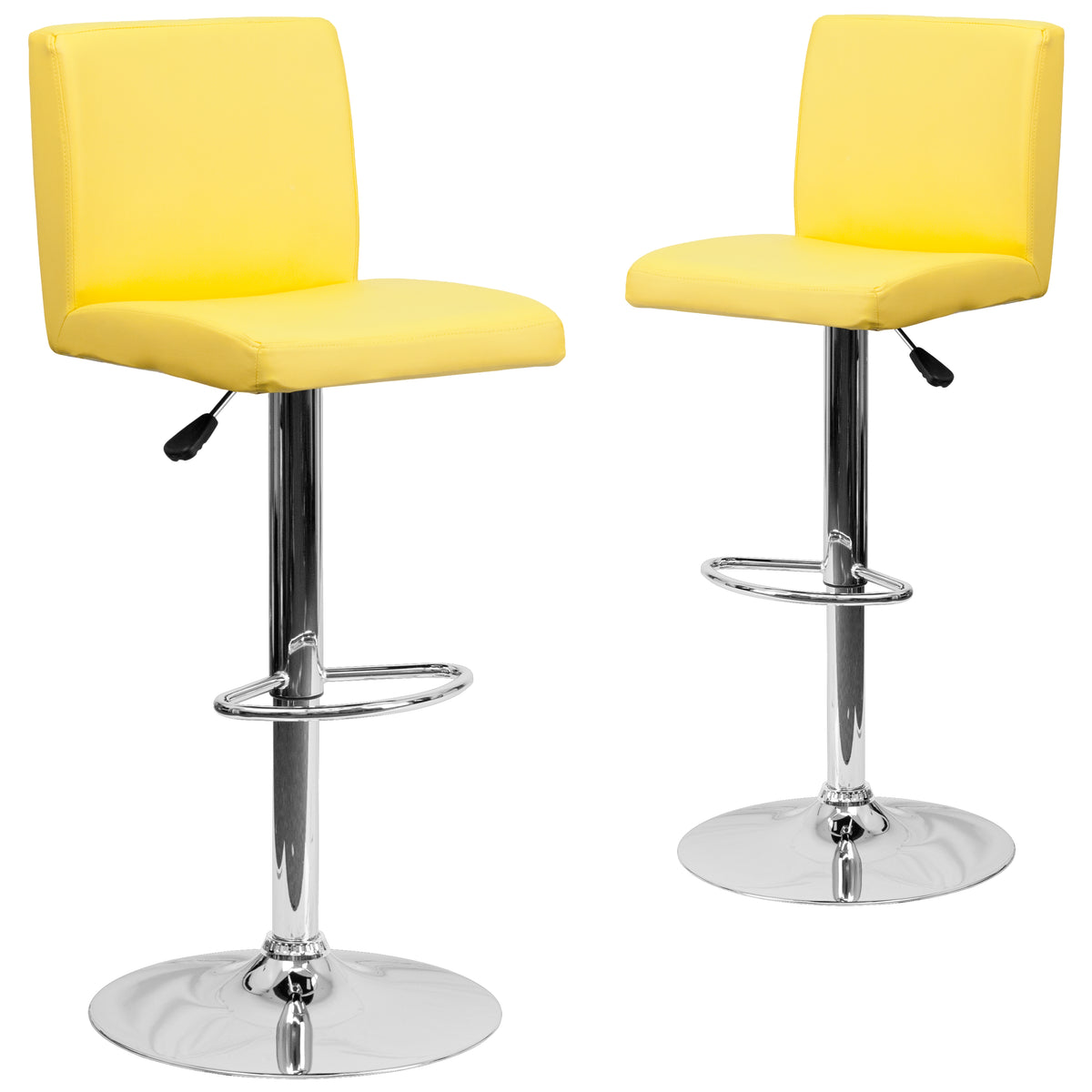 2 Pk. Contemporary Vinyl Adjustable Height Barstool with Chrome Base - YuppyCollections