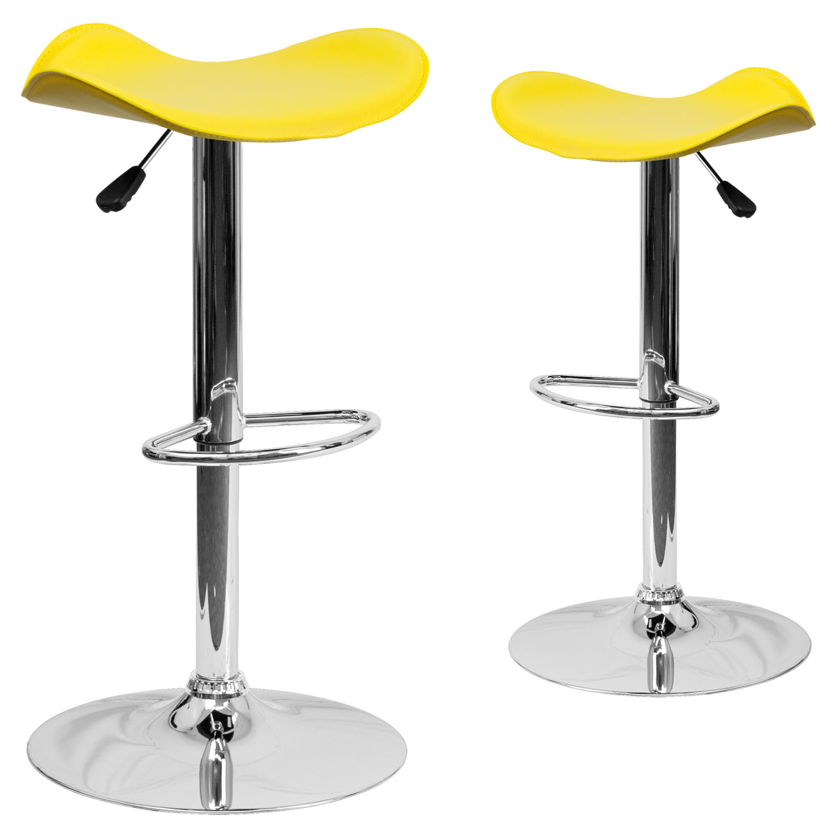 2 Pk. Contemporary Vinyl Adjustable Height Barstool with Chrome Base - YuppyCollections