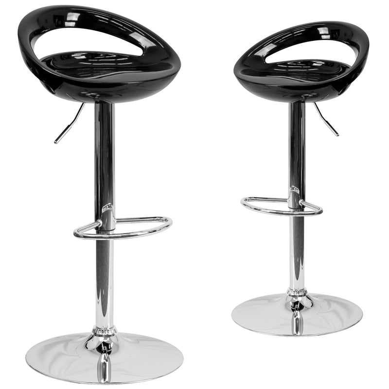 2 Pk. Contemporary Plastic Adjustable Height Barstool with Chrome Base - YuppyCollections