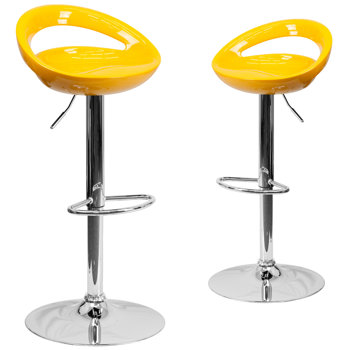 2 Pk. Contemporary Plastic Adjustable Height Barstool with Chrome Base - YuppyCollections