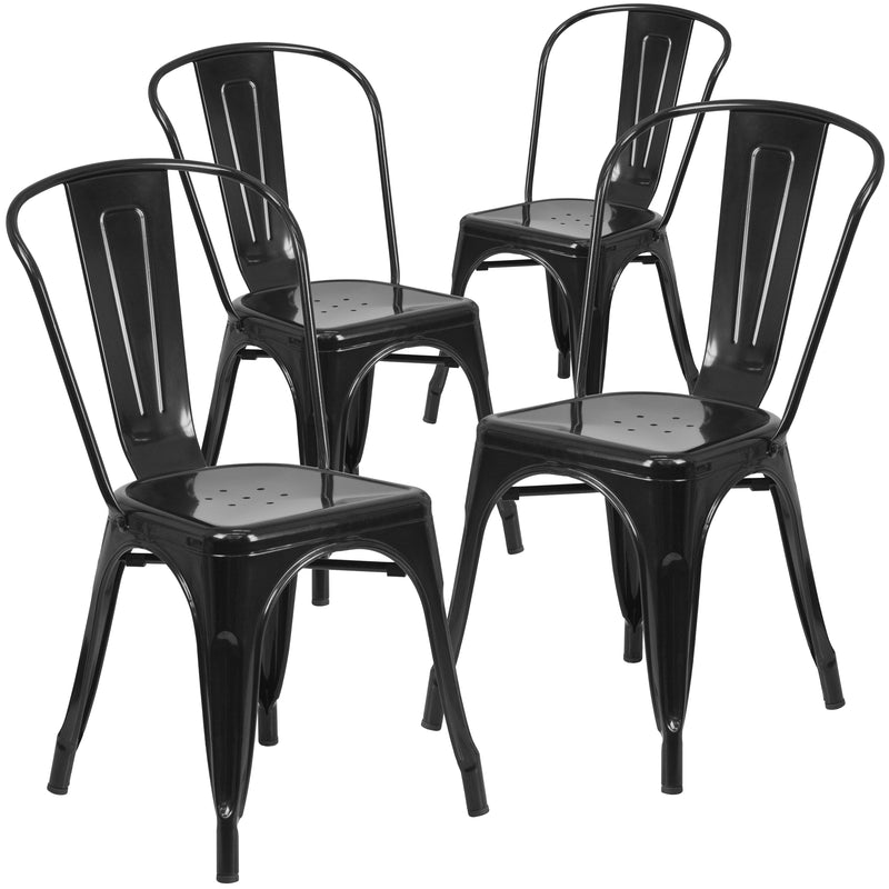 4 Pk. Metal Indoor-Outdoor Stackable Chair - YuppyCollections