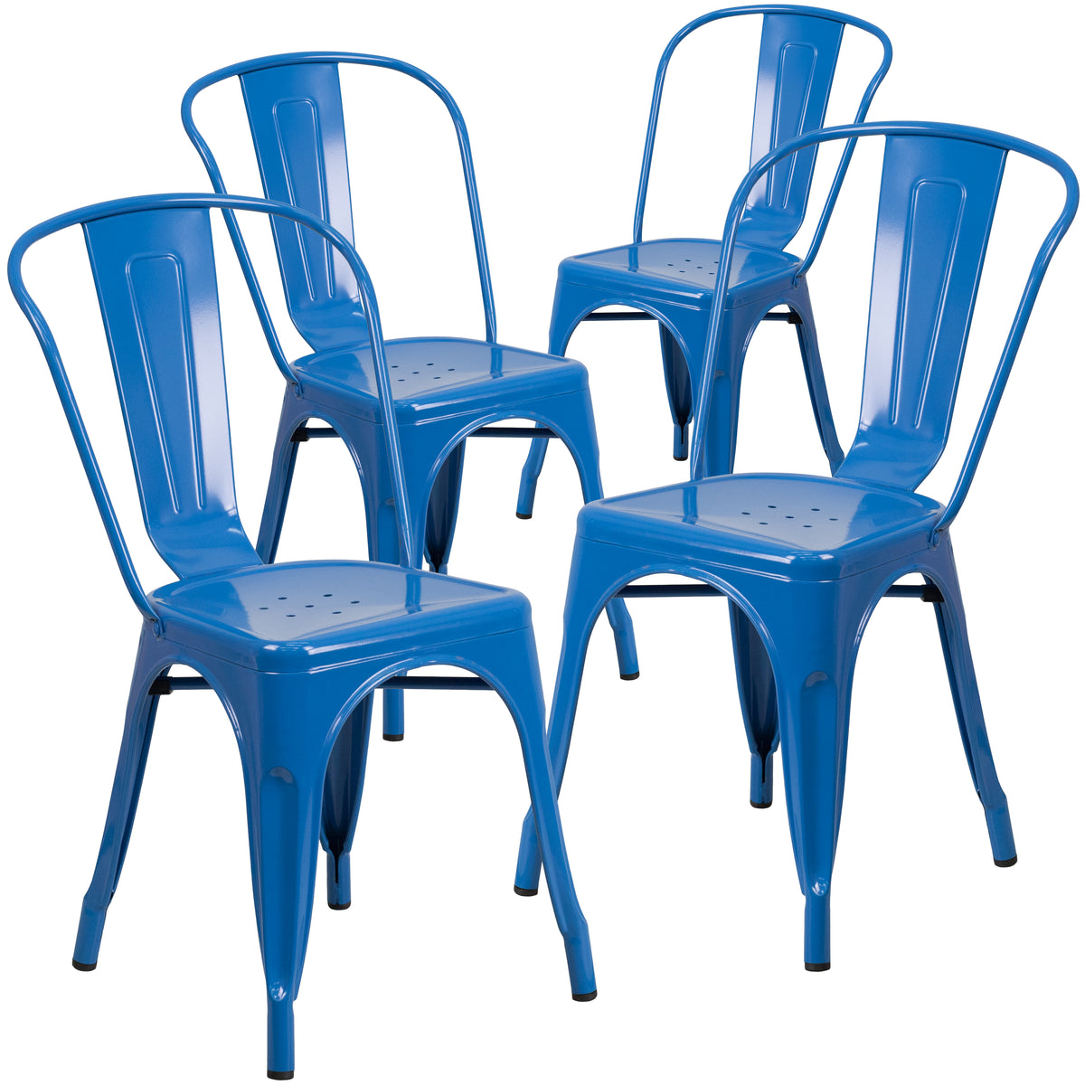 4 Pk. Metal Indoor-Outdoor Stackable Chair - YuppyCollections