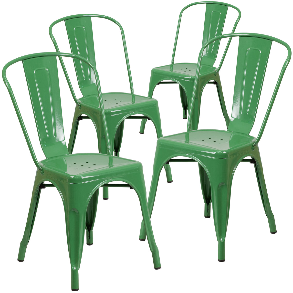 4 Pk. Metal Indoor-Outdoor Stackable Chair - YuppyCollections