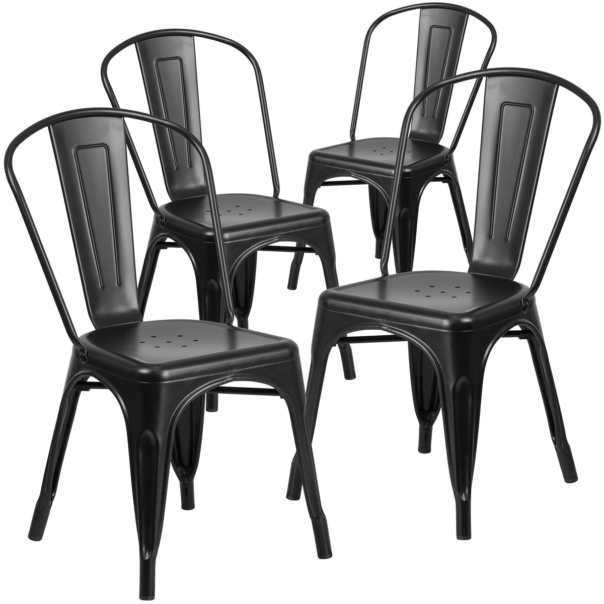 4 Pk. Metal Indoor-Outdoor Stackable Chair - YuppyCollections