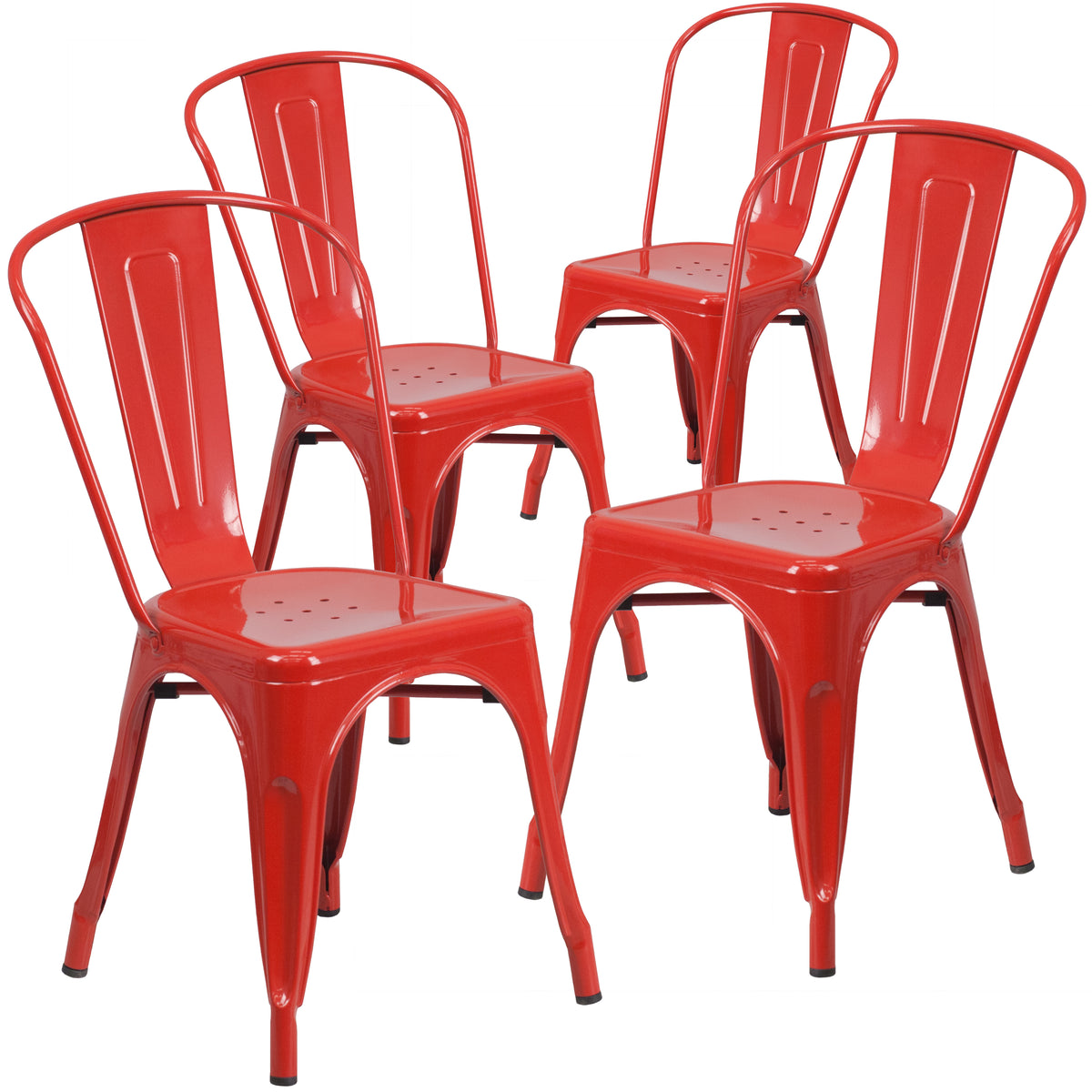 4 Pk. Metal Indoor-Outdoor Stackable Chair - YuppyCollections