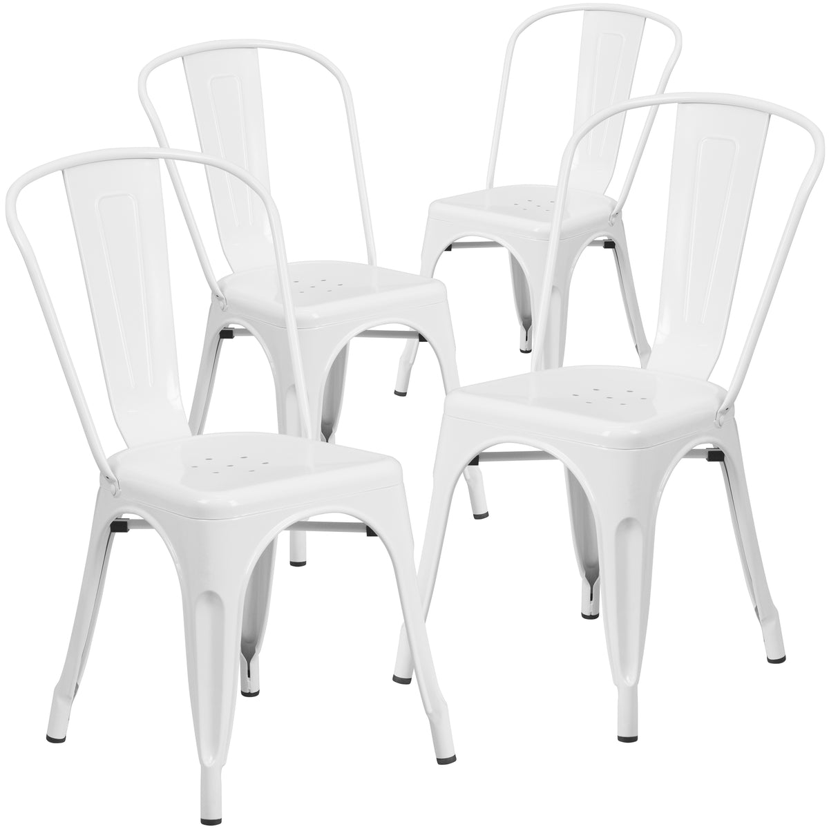 4 Pk. Metal Indoor-Outdoor Stackable Chair - YuppyCollections