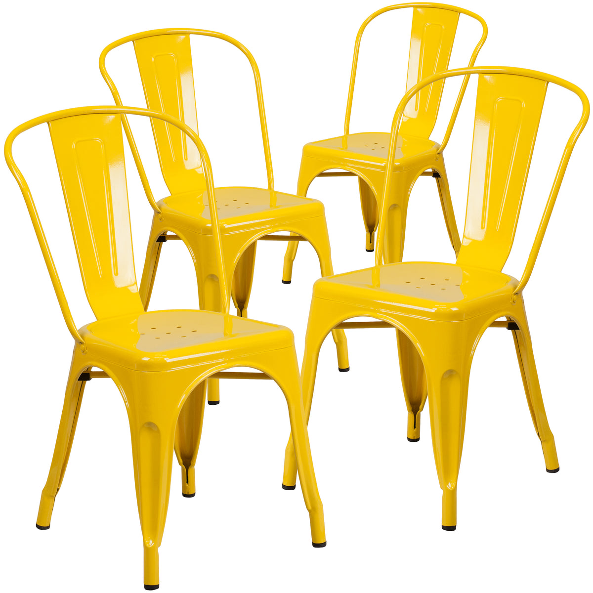 4 Pk. Metal Indoor-Outdoor Stackable Chair - YuppyCollections