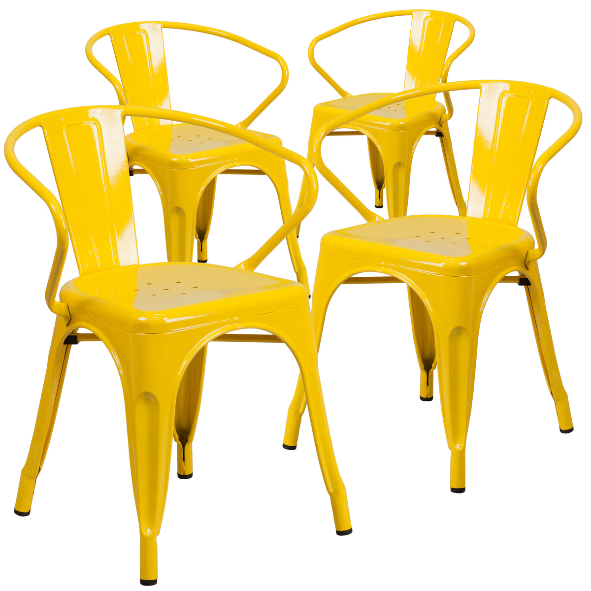 4 Pk. Metal Indoor-Outdoor Chair with Arms - YuppyCollections