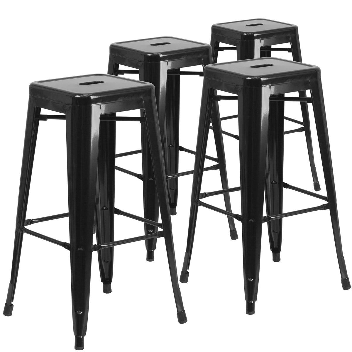 4 Pk. 30'' High Backless Metal Indoor-Outdoor Barstool with Square Seat - YuppyCollections