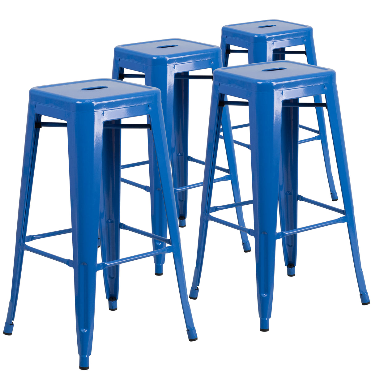 4 Pk. 30'' High Backless Metal Indoor-Outdoor Barstool with Square Seat - YuppyCollections