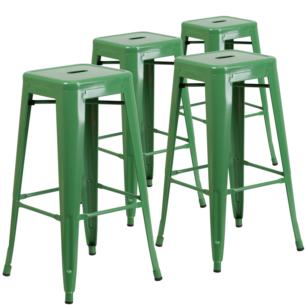 4 Pk. 30'' High Backless Metal Indoor-Outdoor Barstool with Square Seat - YuppyCollections