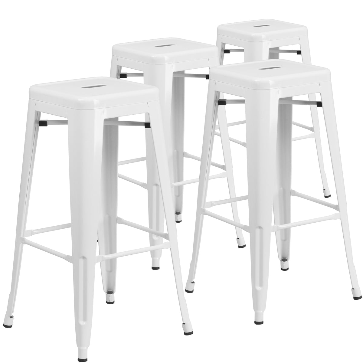 4 Pk. 30'' High Backless Metal Indoor-Outdoor Barstool with Square Seat - YuppyCollections