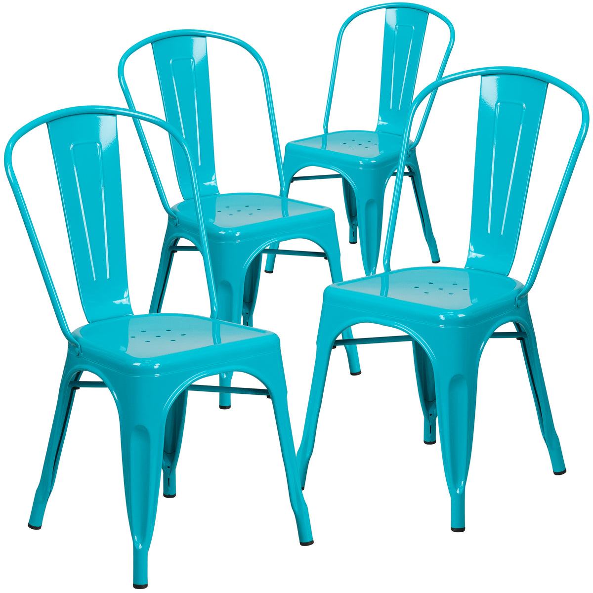 4 Pk. Metal Indoor-Outdoor Stackable Chair - YuppyCollections