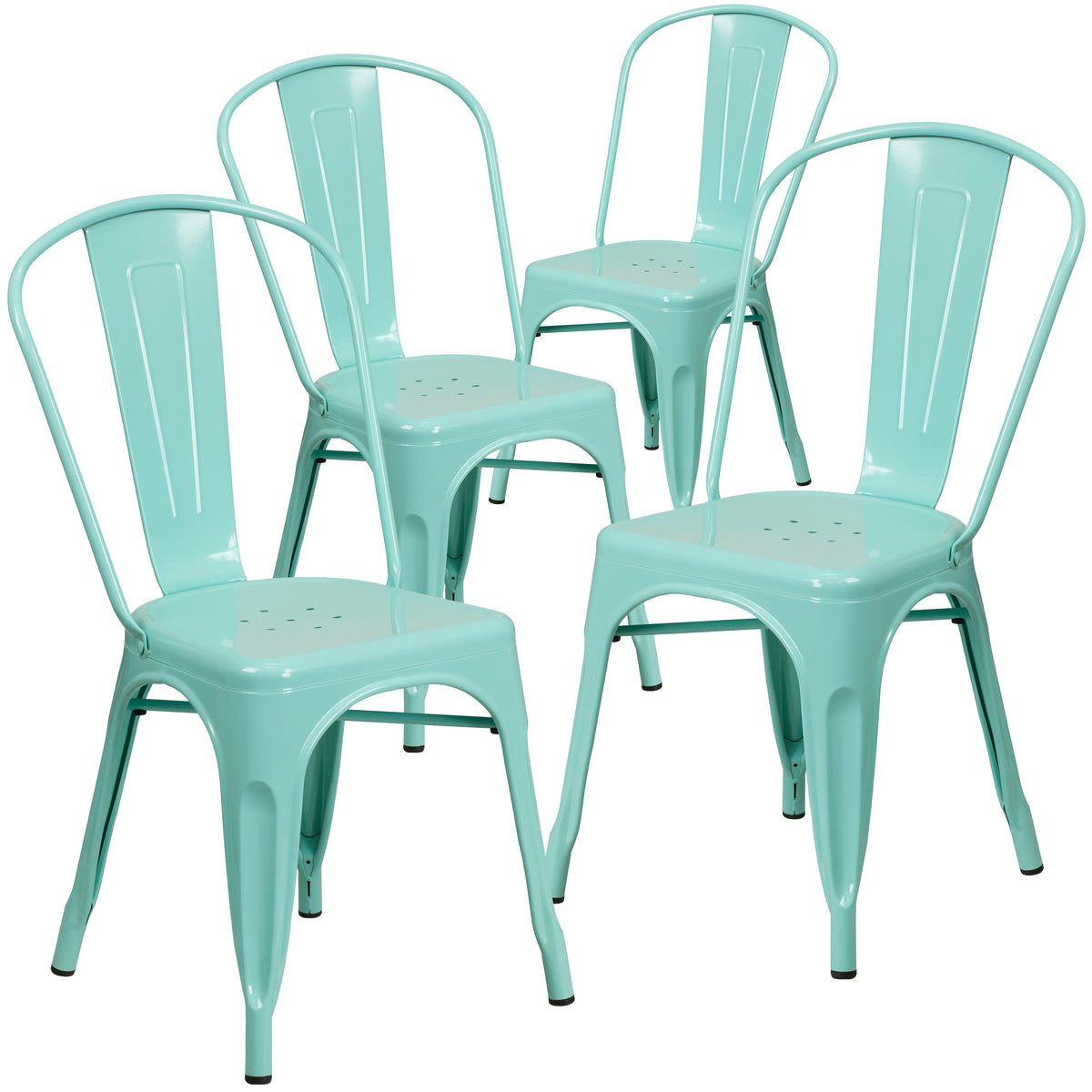 4 Pk. Metal Indoor-Outdoor Stackable Chair - YuppyCollections