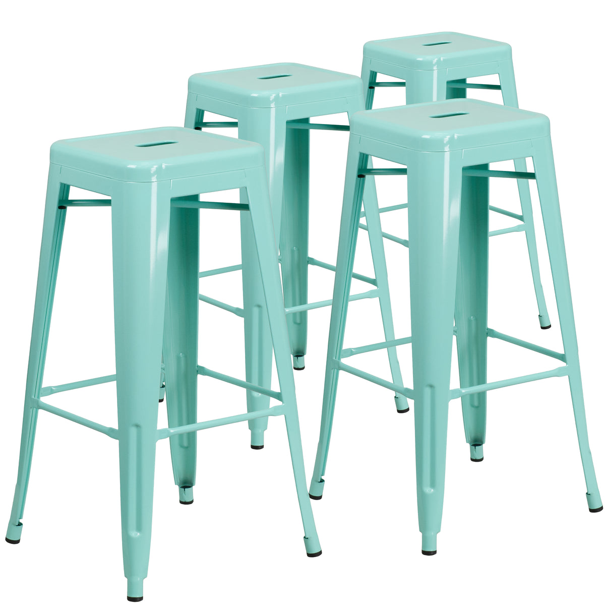 4 Pk. 30'' High Backless Metal Indoor-Outdoor Barstool with Square Seat - YuppyCollections