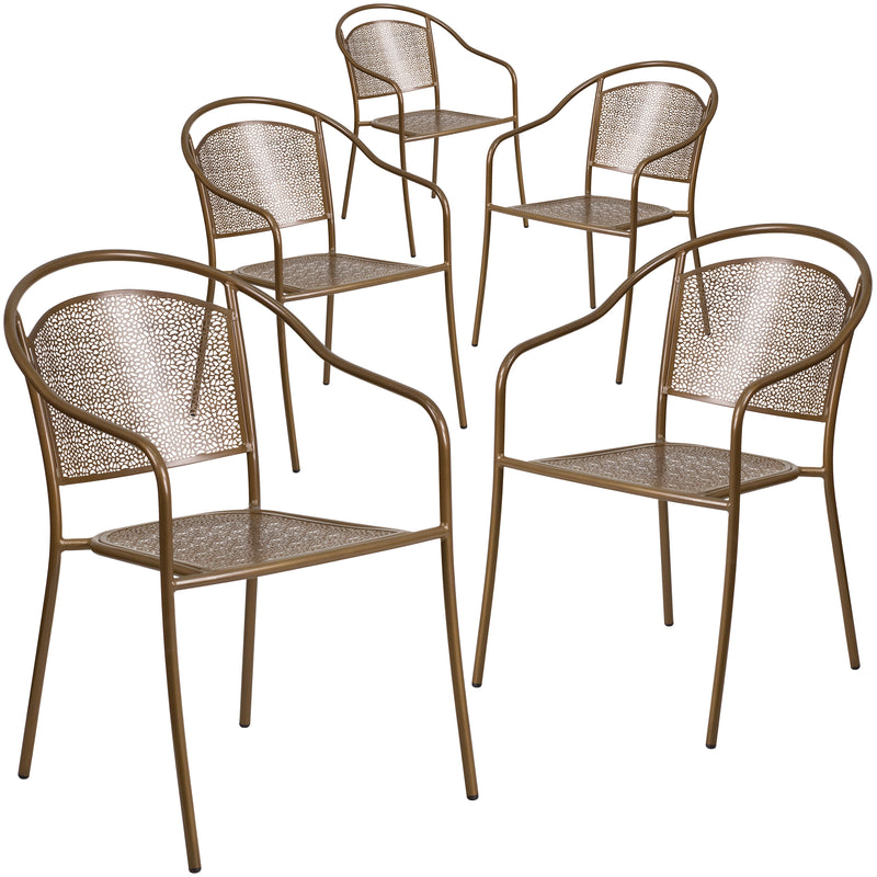 5 Pk. Indoor-Outdoor Steel Patio Arm Chair with Round Back - YuppyCollections