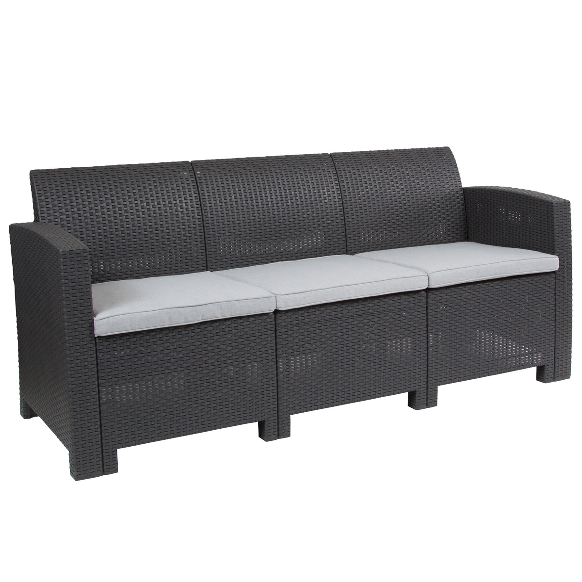 Faux Rattan Sofa with All-Weather Cushions - YuppyCollections