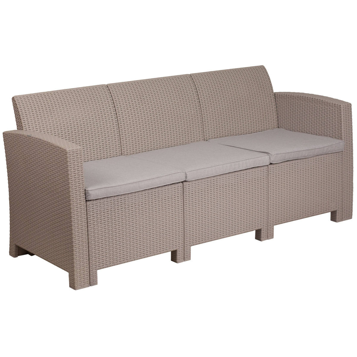 Faux Rattan Sofa with All-Weather Cushions - YuppyCollections