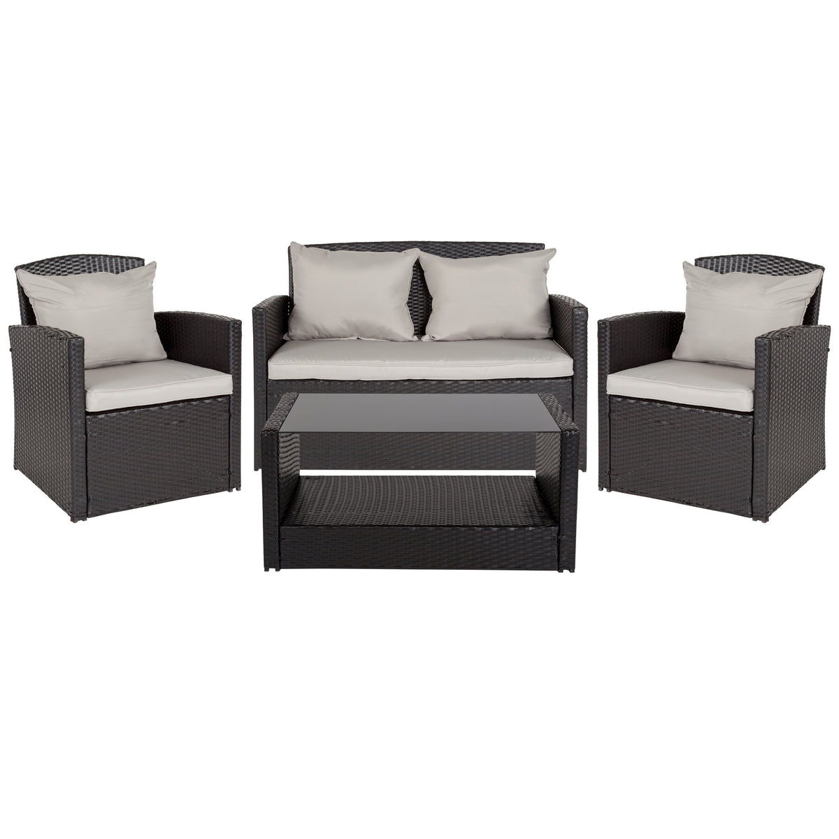 Aransas Series 4 Piece Patio Set with Back Pillows and Seat Cushions - YuppyCollections