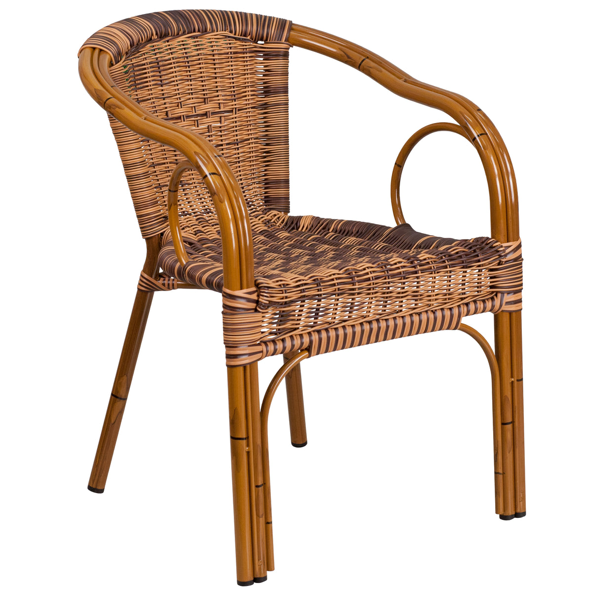 Cadiz Series Rattan Restaurant Patio Chair with Bamboo-Aluminum Frame - YuppyCollections