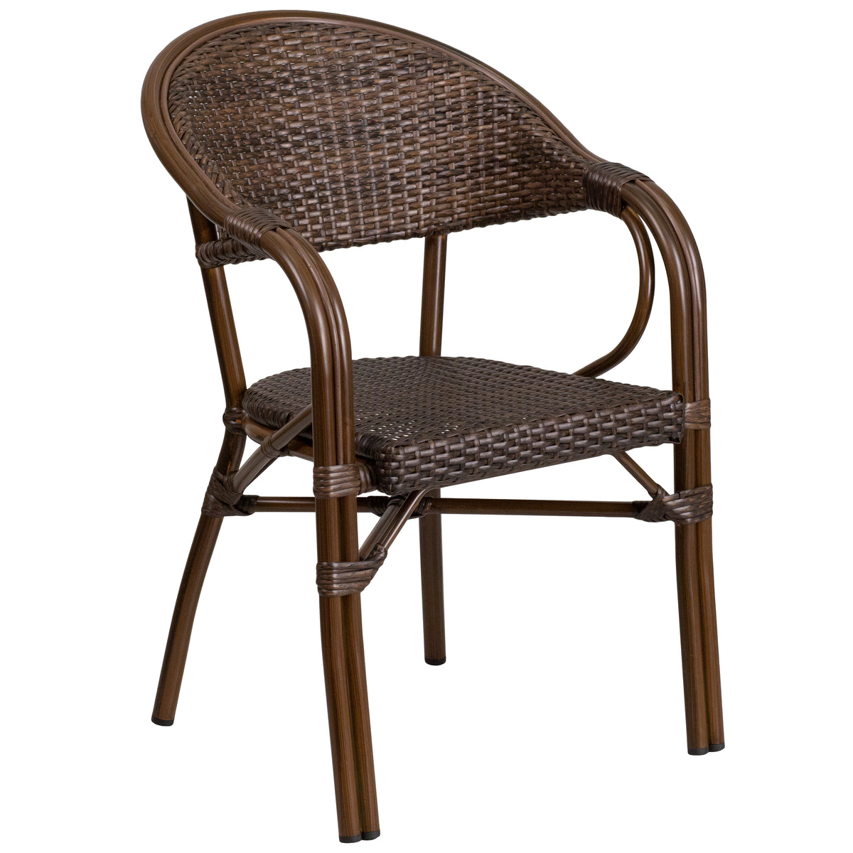 Milano Series Rattan Restaurant Patio Chair with Bamboo-Aluminum Frame - YuppyCollections