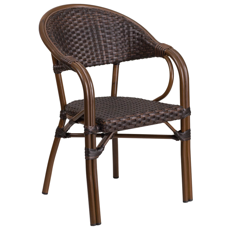 Milano Series Rattan Restaurant Patio Chair with Bamboo-Aluminum Frame - YuppyCollections