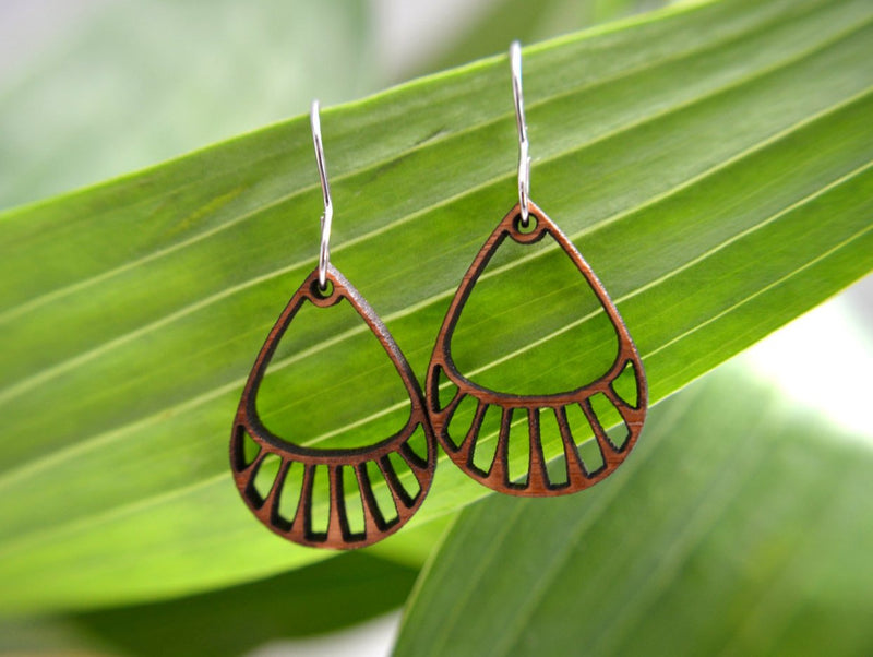 Tear Drop Earrings in cherry wood - YuppyCollections