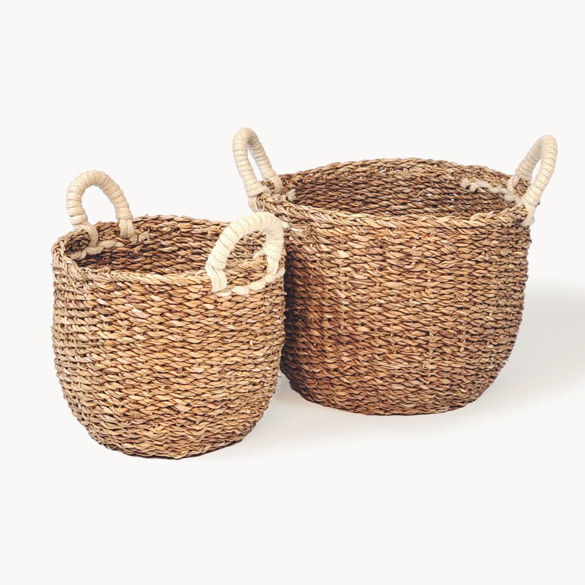 Savar Basket with White Handle (Set of 2) - YuppyCollections