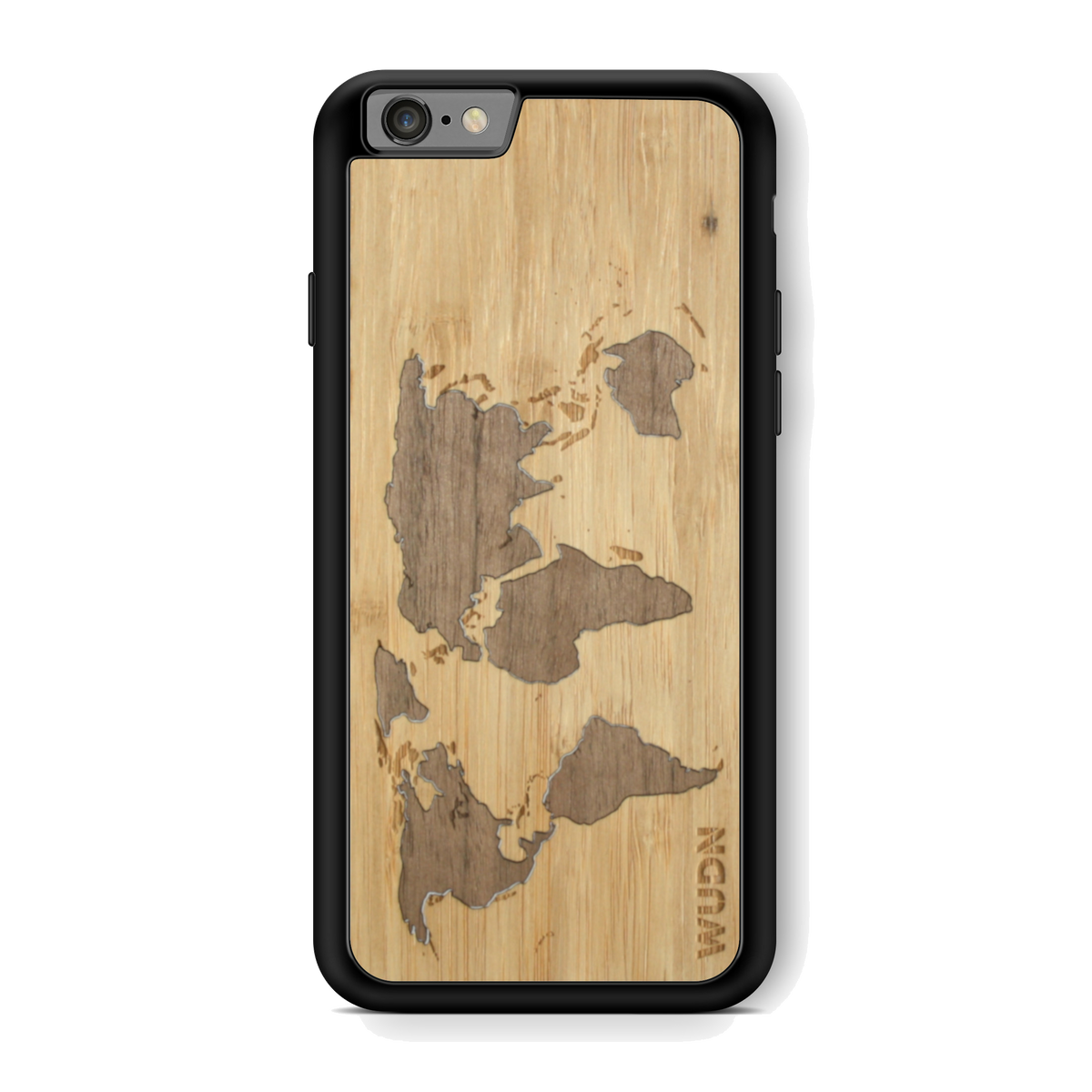 Slim Wooden Phone Case (Bamboo Inlay) | World Map Traveler - YuppyCollections