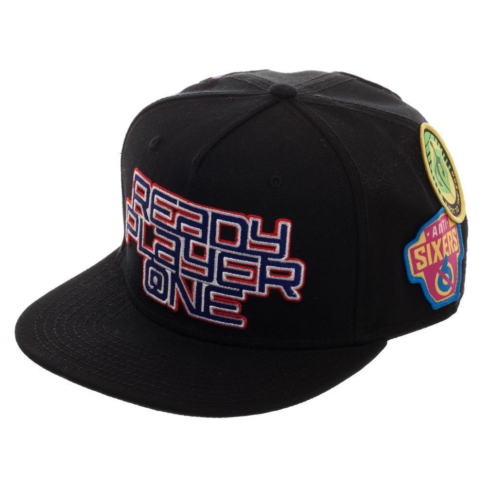 Ready Player One Logo Flat Bill Cap, Patch Black Snapback with Gamer Patches, Video Game Movie Action - YuppyCollections