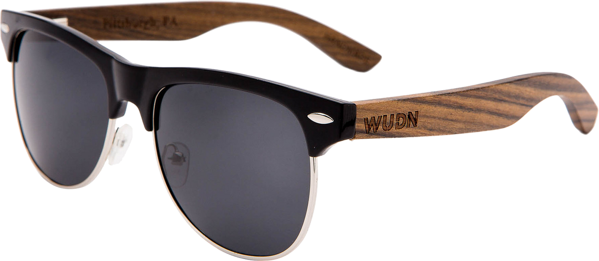 Real Ebony Zebrawood Browline Style RetroShade Sunglasses by WUDN - YuppyCollections