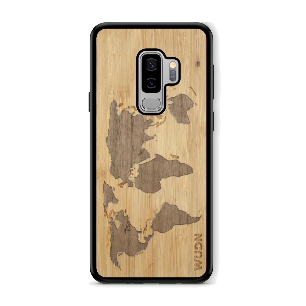 Slim Wooden Phone Case (Bamboo Inlay) | World Map Traveler - YuppyCollections