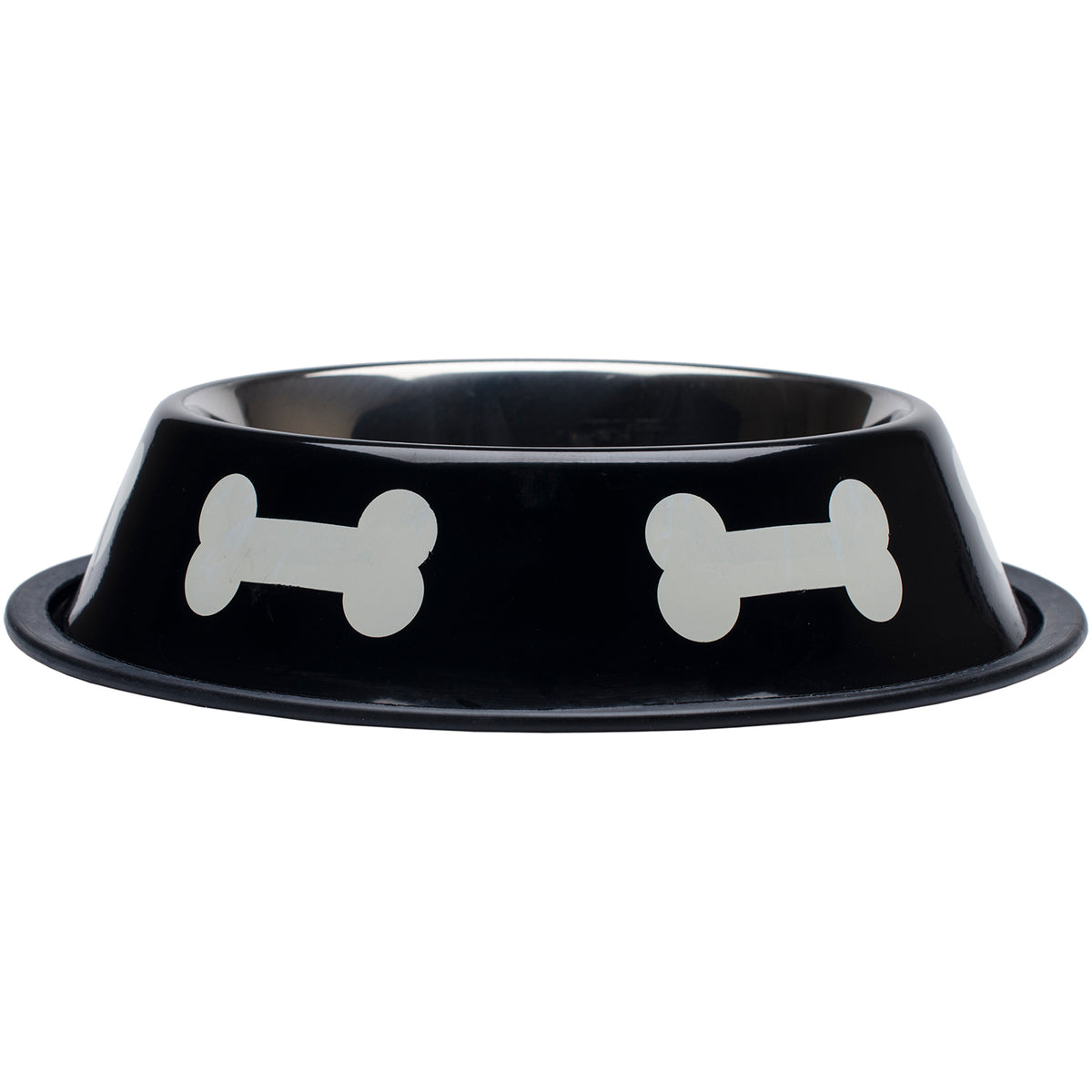 Fashion Steel Bowl Black W/White Bones 32oz- - YuppyCollections