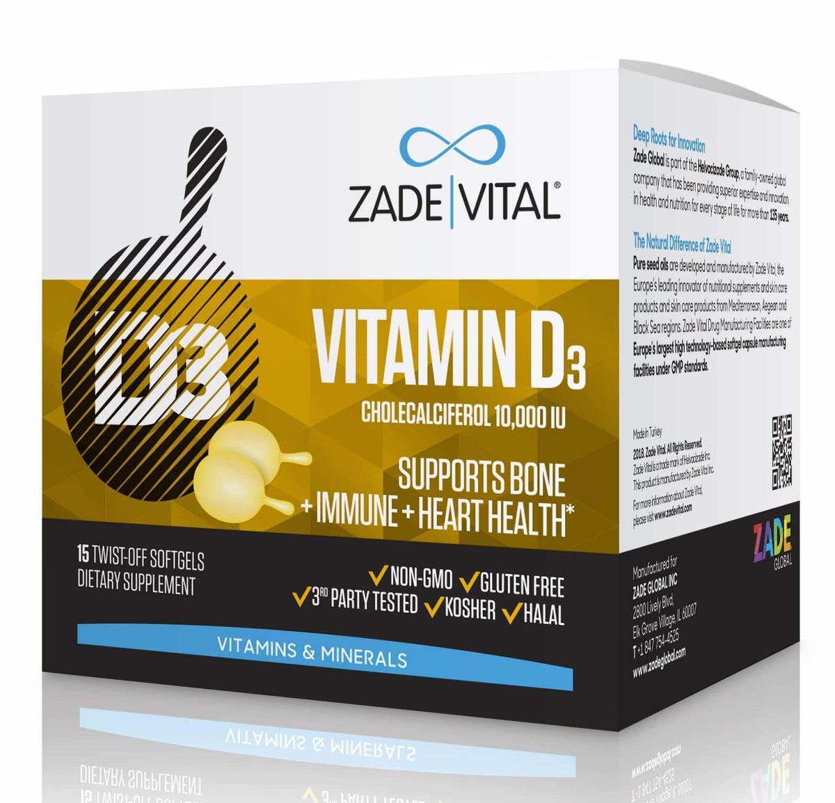 Vitamin D3 (10,000IU) - 15 Twist-Off Softgels - YuppyCollections