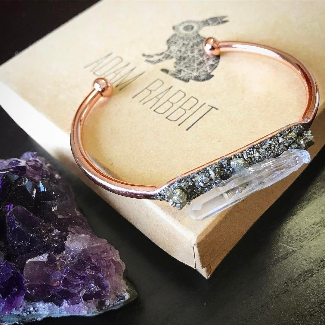 Rose Gold Pyrite and Quartz Bracelet - YuppyCollections