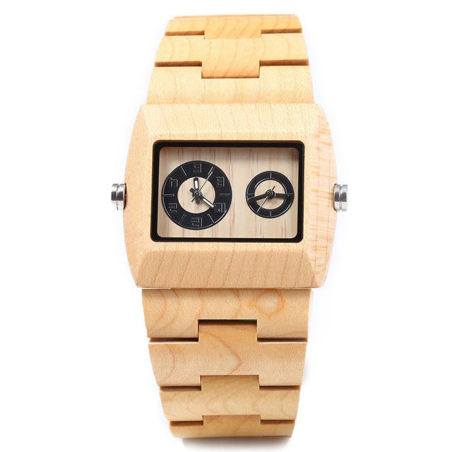 Men's Watch Wooden Luxury Wood Watch Top Selling BEWELL Natural Wooden Men Japan Quartz Watch Double Movement Wristwatch - YuppyCollections