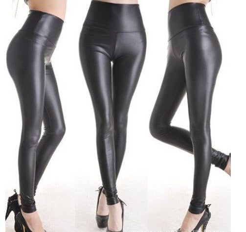 East Knitting Fashion Black Womens Leggings Stretch Leather Sexy High Waist Pants S/M/L 4 Size 1 pair Retail - YuppyCollections