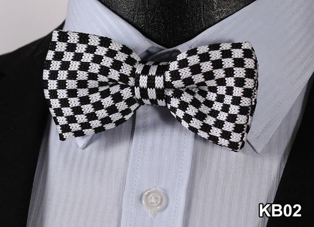 Bowtie Men Knit Wedding Party Formal Dance Adjustable Neckwear Tuxedo Bow Tie - YuppyCollections