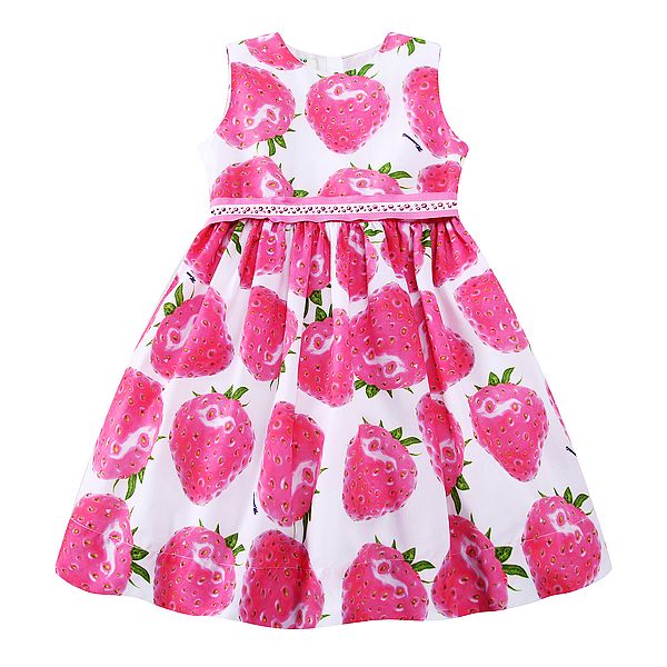 W.L.MONSOON Girls Summer Dress with Beading Sashes 2017 Brand Robe Enfant Kids Clothes Costumes Princess Pink Strawberry Dresses - YuppyCollections