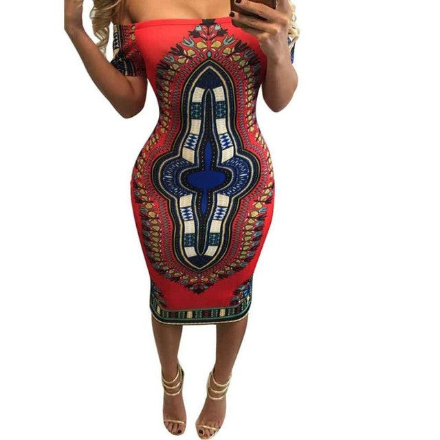 Women  Traditional African Print Dashiki Bodycon - YuppyCollections