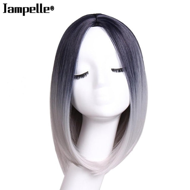 Natural Dreamily Straight Mix-color hair Short Hair Bobo Head High Temperature Fiber Synthetic Hair for Cosplay Halloween Party - YuppyCollections