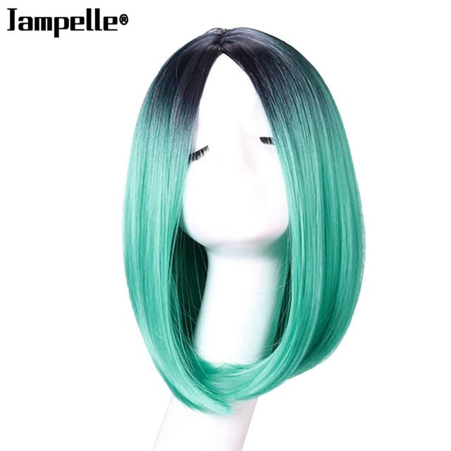 Natural Dreamily Straight Mix-color hair Short Hair Bobo Head High Temperature Fiber Synthetic Hair for Cosplay Halloween Party - YuppyCollections