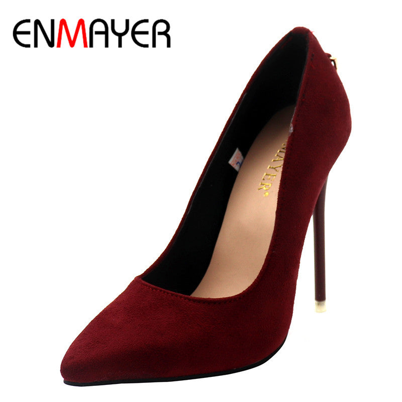 ENMAYER Shoes Woman Five Colors Plus Size 34-43 Fashion High Heels Women Pumps High Heels Classic White Red Sexy Wedding Shoes - YuppyCollections