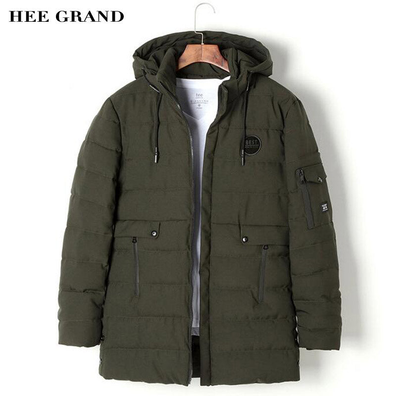 HEE GRAND Men Casual Parkas 2017 New Arrival Long Stretch Solid Color Warm Padded Winter Loose Parkas Jaqueta Size L-3XL MWM1679 - YuppyCollections