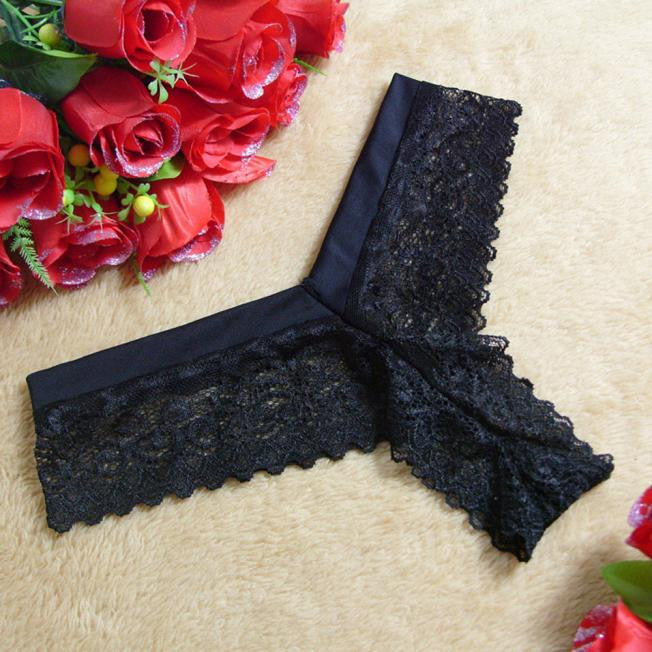 Women Lace V-string Briefs Panties Thongs G-string Lingerie Underwear BK - YuppyCollections