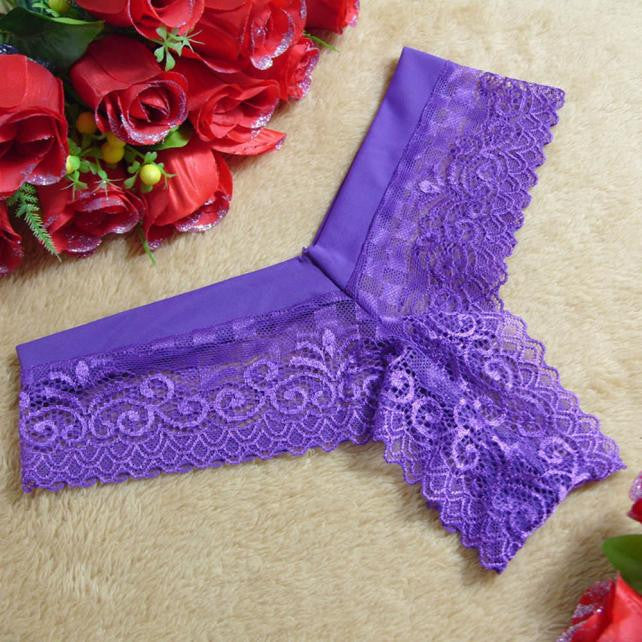 Women Lace V-string Briefs Panties Thongs G-string Lingerie Underwear BK - YuppyCollections