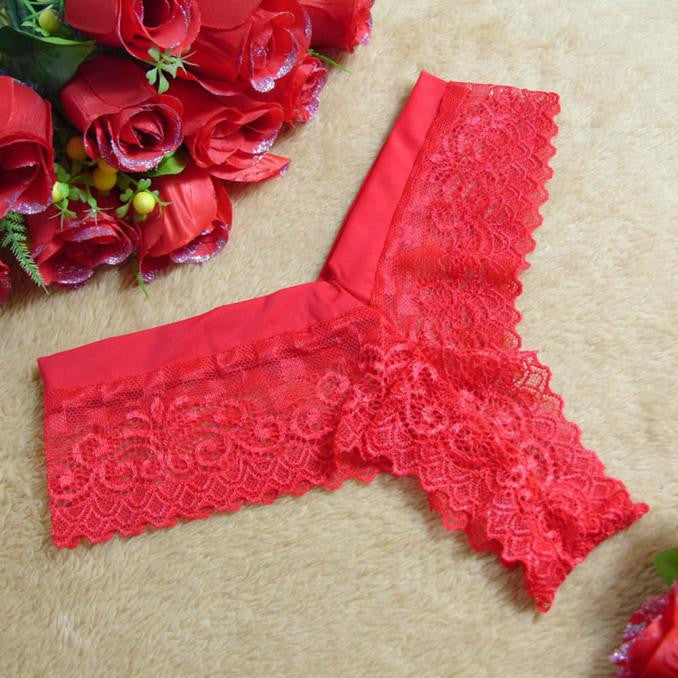 Women Lace V-string Briefs Panties Thongs G-string Lingerie Underwear BK - YuppyCollections